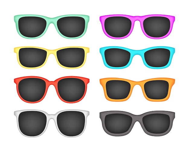 Set of Glasses in flat style isolated