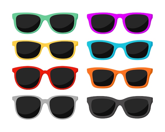 Set of Glasses in flat style isolated