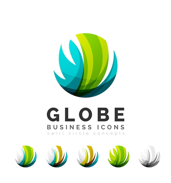 Set of globe sphere or circle logo business icons