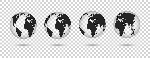 Set of globes earth. Planet earth in different variations.