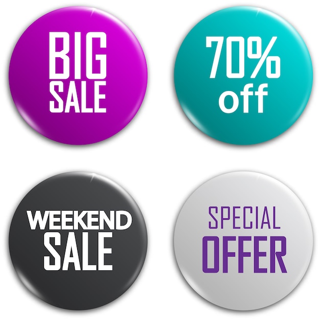 Set of glossy sale buttons.