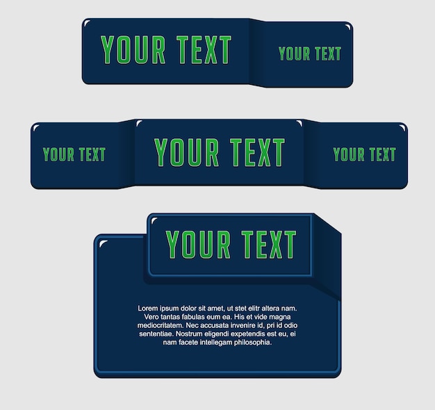 Set of glossy sleek blue banner text template