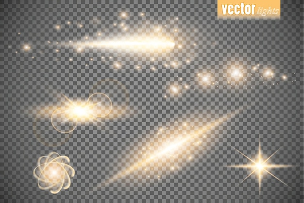 Set of glow light effect stars bursts with sparkles isolated on transparent background. For illustration template art design, banner for Christmas celebrate, magic flash energy ray.