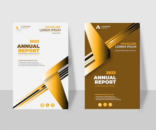 Set of gold annual report design template