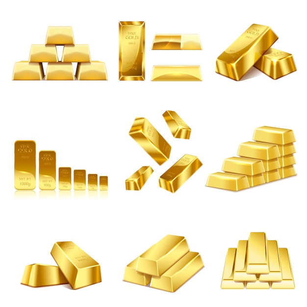 Set of gold bars icon