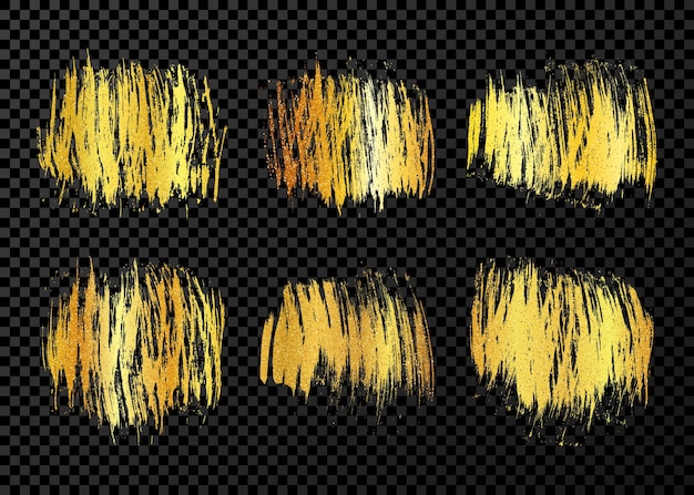 Set of gold hand drawn brush strokes