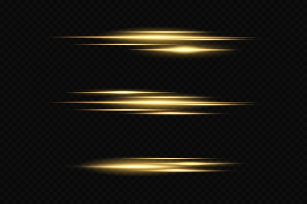 set of Gold lines isolated on black