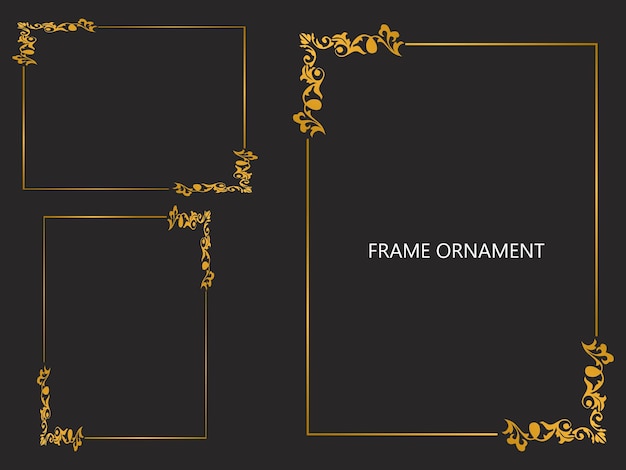 Set gold luxury frame border frame set collection