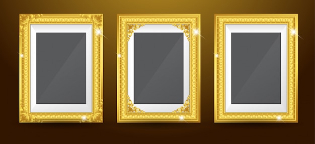 set of gold photo frame