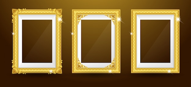 set of gold photo frame