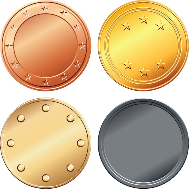 Vector set of gold, silver, coooper, bronze medals