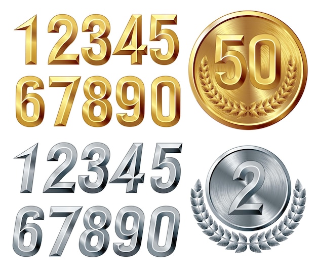 Set of gold and silver digits