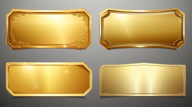 Vector a set of gold and silver signs with gold frames