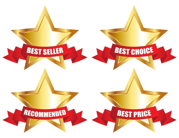 Set of Gold Stars Award.Best Price.Best Choice