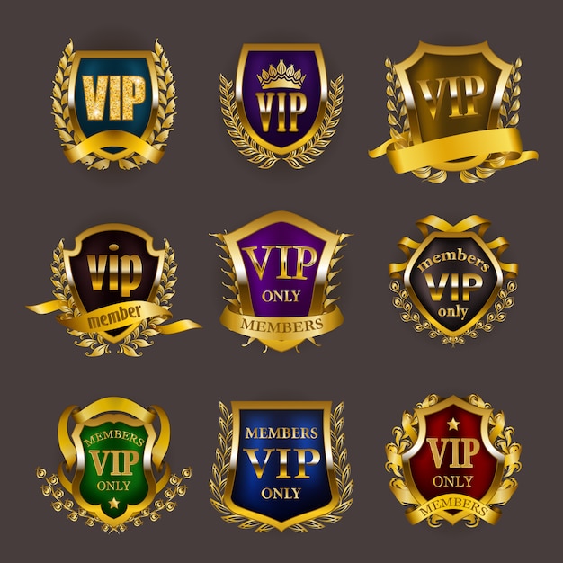 Set of gold vip insignia