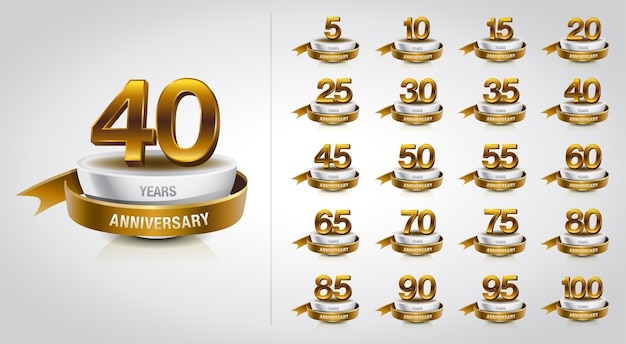 set of golden anniversary logo celebration