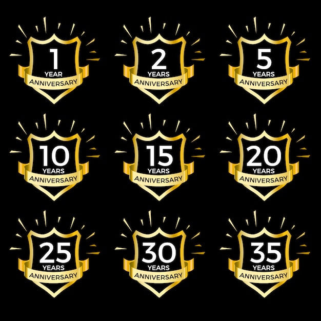 Set of golden anniversary shields