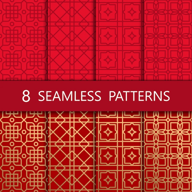 Set of golden chinese seamless pattern