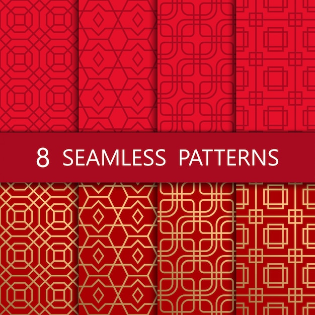 Set of golden chinese seamless pattern