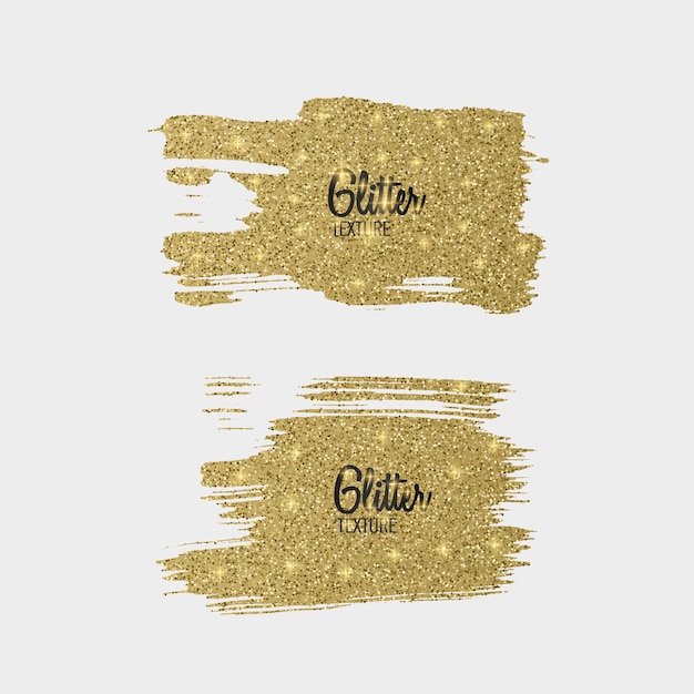 Set of golden glitter brush stroke