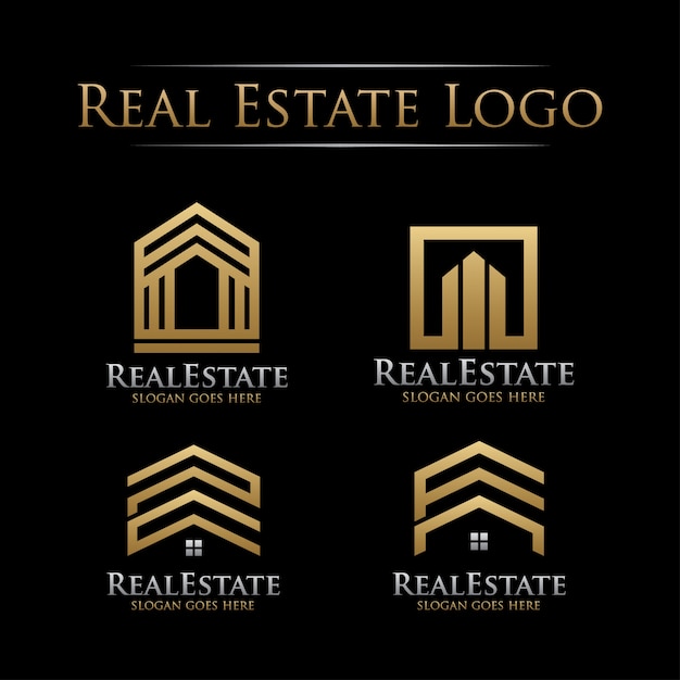 Set Of Golden Real Estate Logo