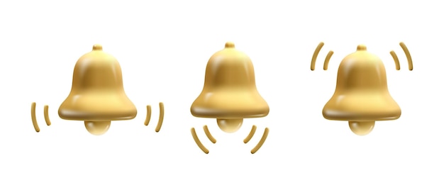 Set of golden realistic bell isolated on white