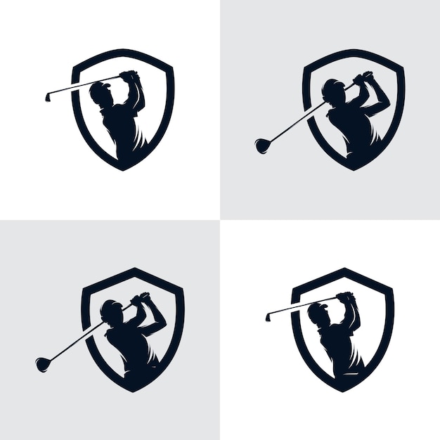 Set of Golf Sport Silhouette Logo Design Template