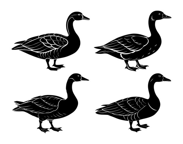 Vector set of goose silhouette vector illustration