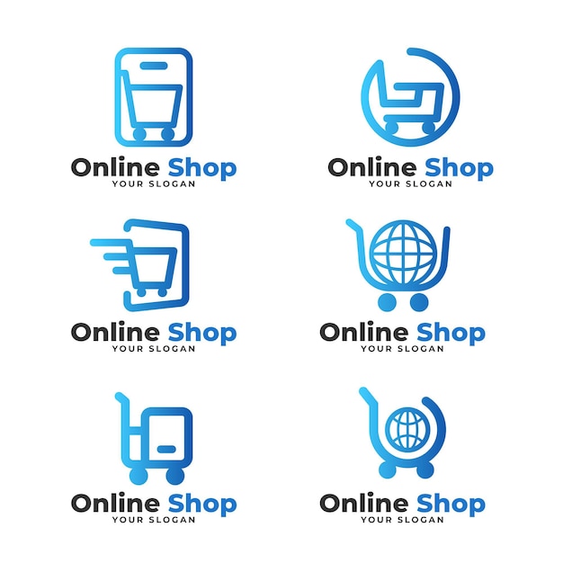 Set of gradient e-commerce logos