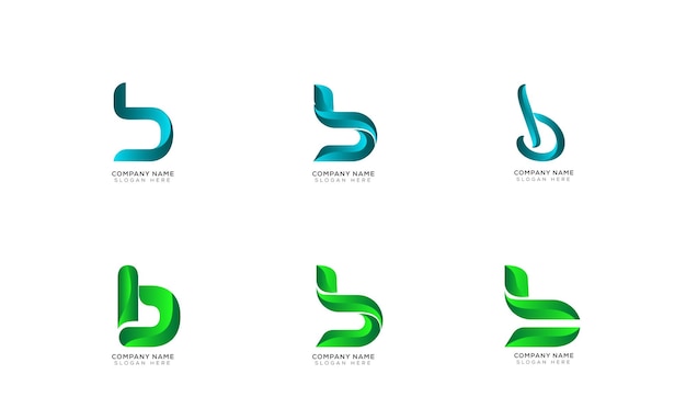 Set of gradient letter b logo design