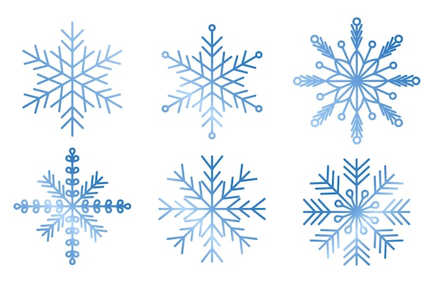 Set of gradient snowflakes for winter design