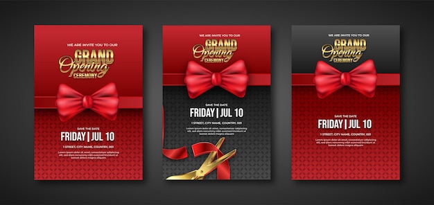 Set of Grand opening ceremony invitation or flyer design