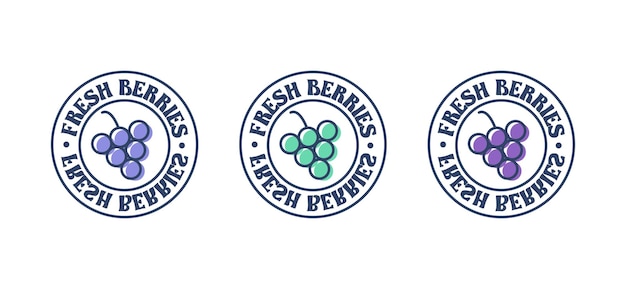 Set grape sticker. Fresh berries organic grape label food sticker and element. Fresh berries grape