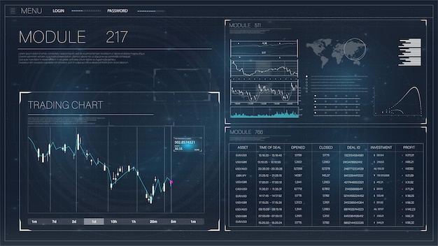 Set graphics and charts forex market and trading elements Data and statistic information and info