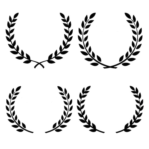 Set of Greek Olive Branch Hand-drawn Floral wreath, decorative frames. Isolated.