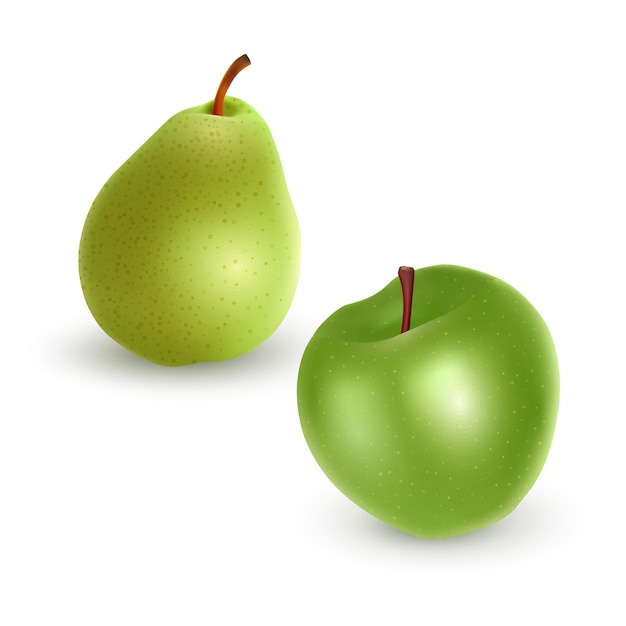 Set of green Apple and Pear