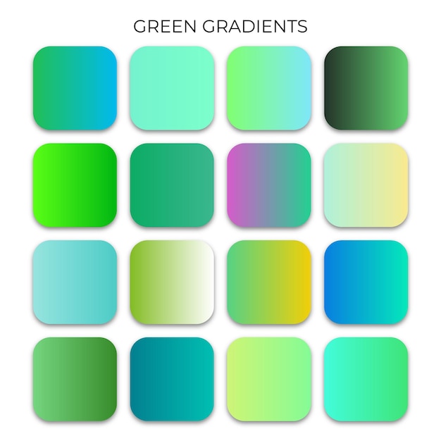 SET OF GREEN GRADIENT COLOR PALETTE