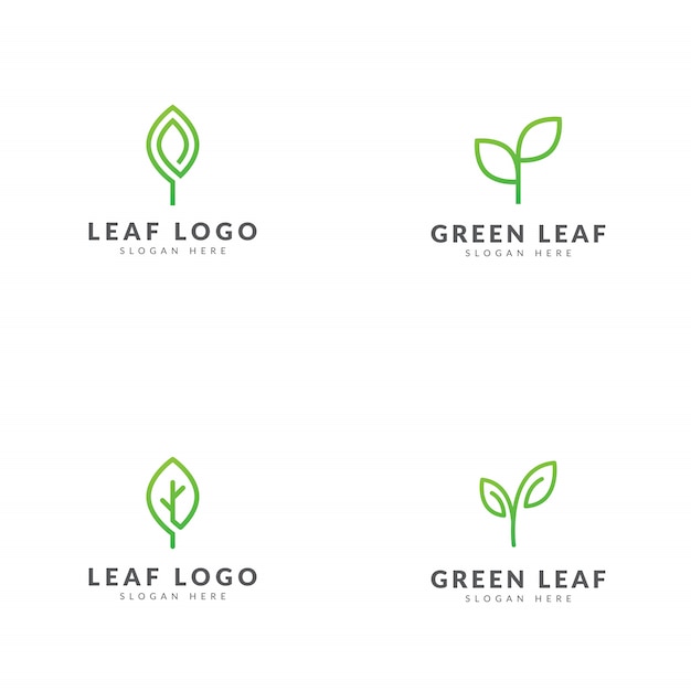 Set of green leaf logo template vector design