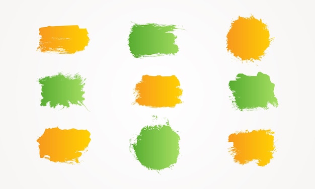 Set of green and orange grunge shapes