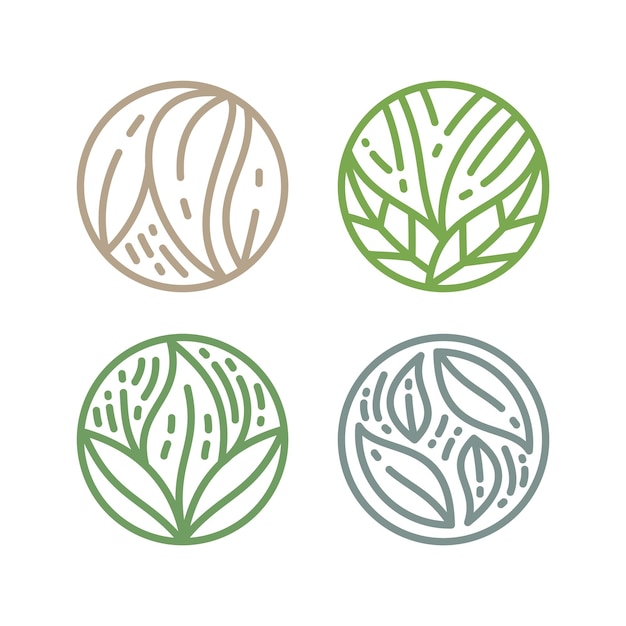 Vector set of green plant leaf logos