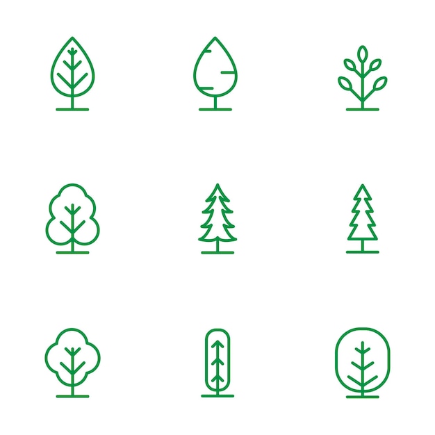 Set of green Tree vector design illustration Nature Tree vector