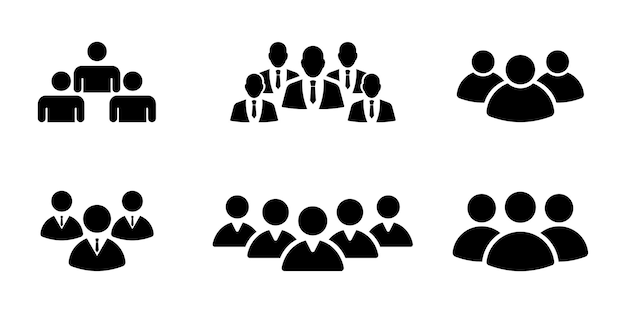 Set of group people vector icons. Crowd with person, team, member, staff and human.