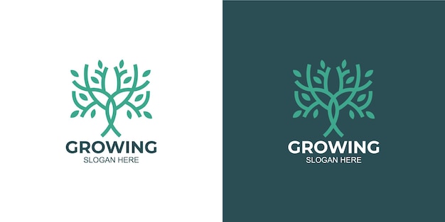 Set of growing logos in a minimalist style