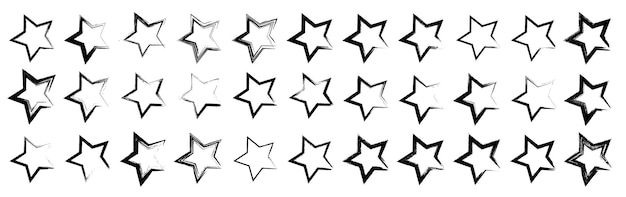 Set of grunge black star imprints