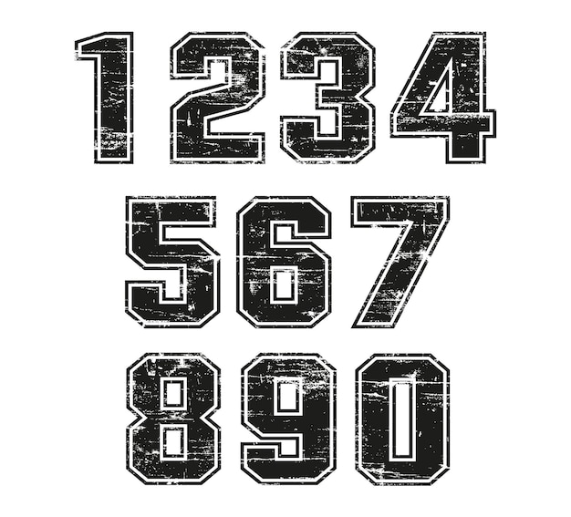 Set of grunge distressed numbers