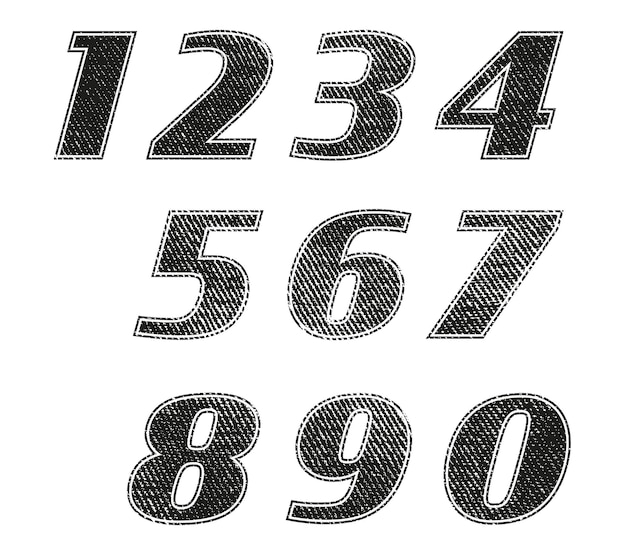 Set of grunge distressed numbers