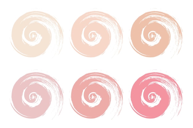 Set of grunge spiral brush strokes, pastel colored acrylic brush strokes. Decor, vector