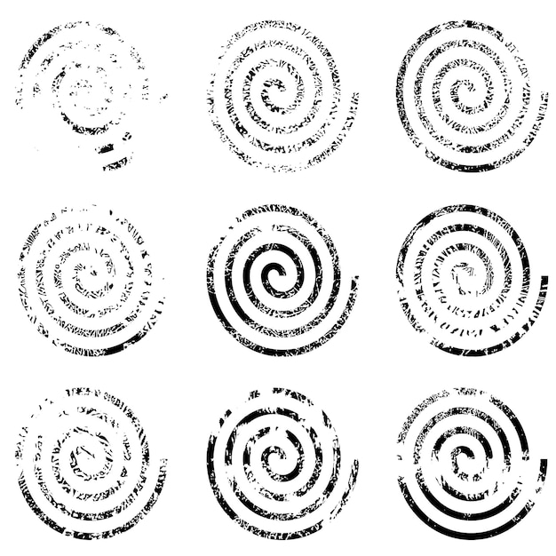 Set of grunge texture stamp grunge shapes spiral