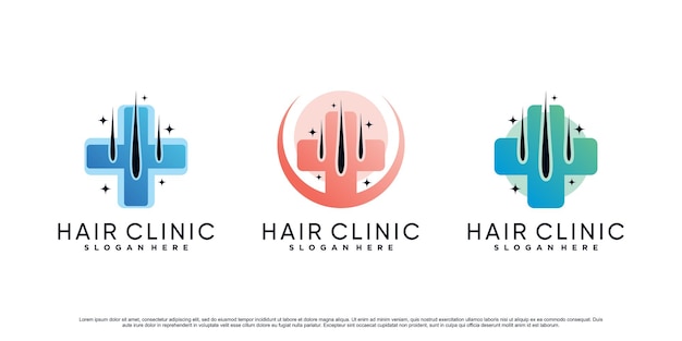 Set of hair clinic dermatology icon logo design illustration with creative element Premium Vector