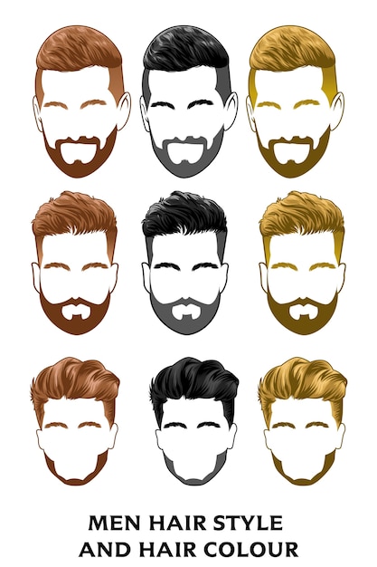 Vector set of hair men style hair cut for barber source catalog